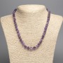 Halskette aus natürlichem Amethyst, facettierter Würfel, Durchmesser ca. 7 mm, Länge 50 cm