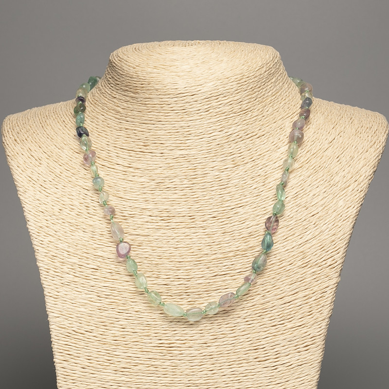 Kette aus natürlichem Fluorit, facettiert Ø 7×5 mm ±, Länge 48 cm