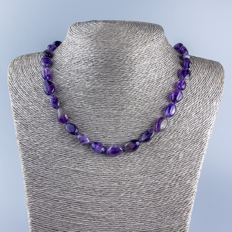 Kette aus natürlichem Amethyst mit facettierten Perlen, Durchmesser ca. 13×11 mm, Länge ca. 46 cm