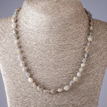 Halskette aus Labradorit mit Facettierung, Länge 47 cm, Perlen-Durchmesser 4–8 mm