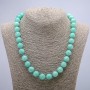 Kette aus natürlichem Jadeit, glatte Kugel, Durchmesser 12 mm (+-), Länge 46 cm+