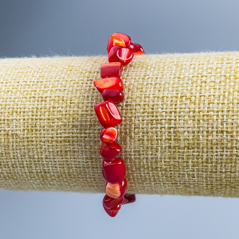 Armband aus rotem Perlmutt, facettierte Perlen, Durchmesser ca. 8×6 mm, Länge 18 cm (Stretcharmband)