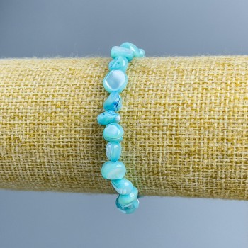 Armband aus blauem Perlmutt, facettierte Perlmuttkugeln, Durchmesser ca. 8×6 mm, Länge 18 cm (Elastikband)