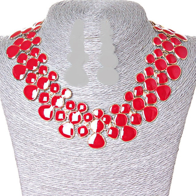 Collier „Tor“ aus Metall mit roter Emaille