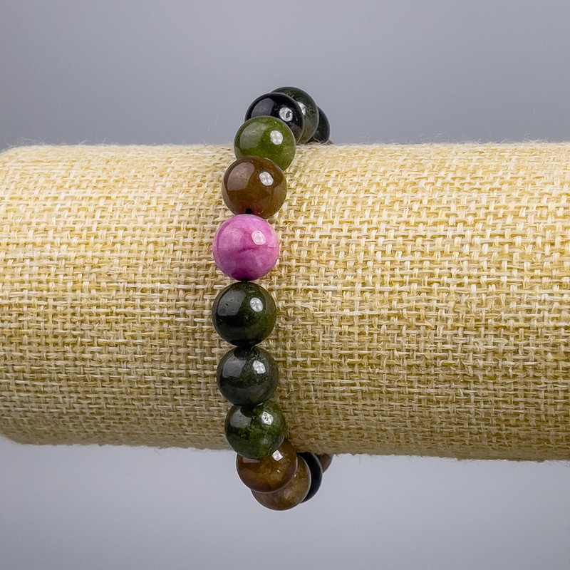Turmalin-Armband (künstlich), glatte Kugeln, Ø ca. 10 mm, Länge 18 cm Stretch