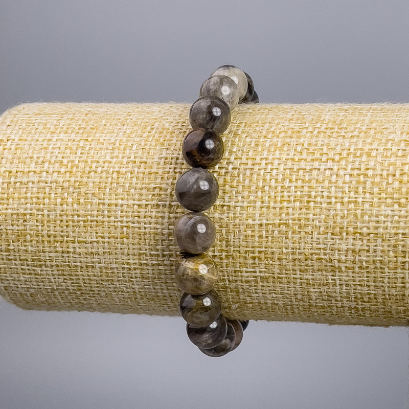 Armband aus Sonnenstein, glatte Kugeln, Durchmesser ca. 10 mm, Länge 18 cm, Stretch