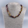 Kette aus Naturstein – Mookait-Jaspis, facettierte Perlen, 8 x 5 mm, Länge 48 cm