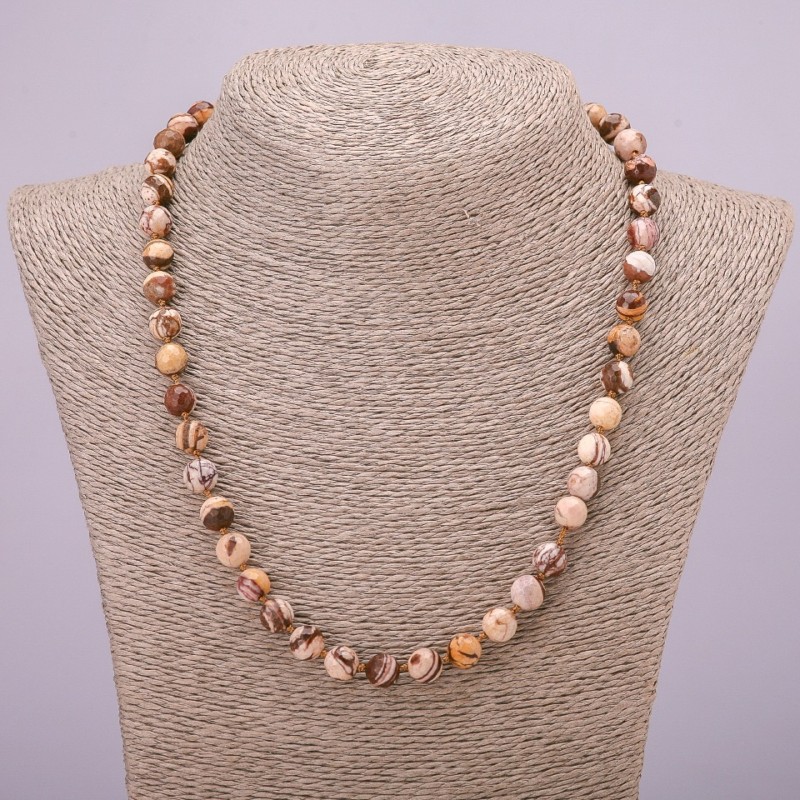 Kette aus natürlichem Jaspis mit facettierten Kugeln, Durchmesser ca. 8 mm, Länge 48 cm