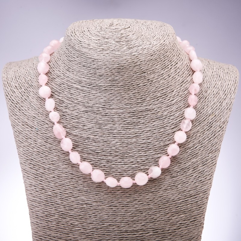 Kette aus Rosenquarz, facettiert, Ø 8–10 mm, Länge 45 cm