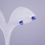 Ohrstecker Xuping Rhodiumbeschichtet mit blauem Stein, Quadrat 5x5 mm, Länge 16 mm
