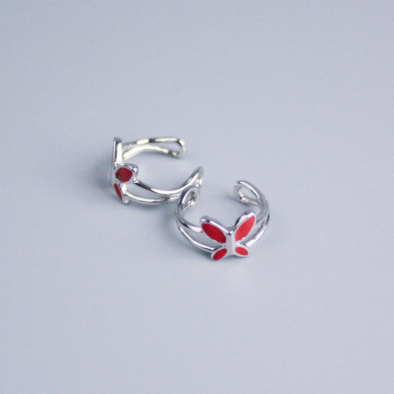 Kaf Xuping Rhodium mit roter Emaille „Schmetterling“