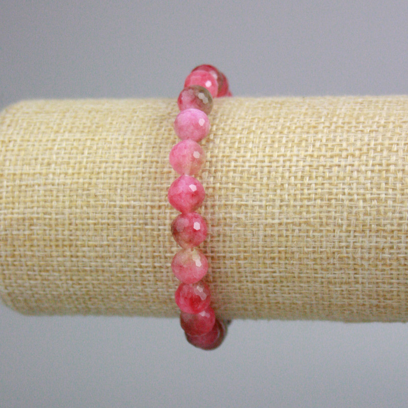 Armband Turmalin mehrfarbig – facettierte Kugeln, Durchmesser 8 mm, Länge ca. 18 cm (Elastikband)