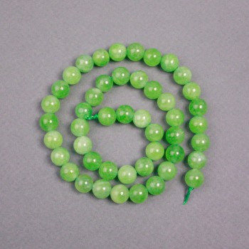 Jade-Perlen auf Faden, glatte Kugeln, Durchmesser 8,5 mm, Länge 38 cm