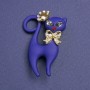Kätzchen-Brosche, mattblau mit Strass, Silbermetall 43 × 29 mm+
