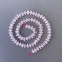 Rosenquarz-Scheiben-Perlen, Naturstein, auf Schnur, Durchmesser ca. 7×3 mm, Länge ca. 40 cm, mit kleinen Glasperlen 3×2 mm