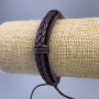 Armband, Länge 18–25 cm, Dicke 12 mm, Öko-Leder, braun, mit Zugverschluss