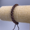 Herrenarmband aus braunem Öko-Leder, Länge 18–25 cm, Dicke 7 mm, mit Kordelverschluss