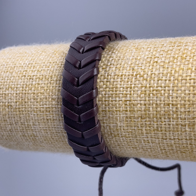 Armband, Länge 18–25 cm, Breite 14 mm, Eco-Leder, braun, verstellbar