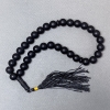 Schungit-Gebetskette (künstlich) mit glatten Kugeln, Durchmesser ca. 12 mm, 33 Perlen, mit Schungit-Einsätzen