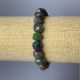 Armband Zoisit, naturliber Stein, facettierte Würfel, Durchmesser ca. 9 mm, Länge ca. 18 cm (Stretch)