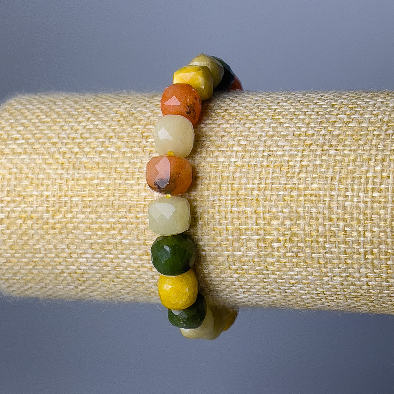 Armband Sortiment aus Naturstein – facettierte Würfel, Durchmesser ca. 9 mm, Länge 18 cm (Stretch)