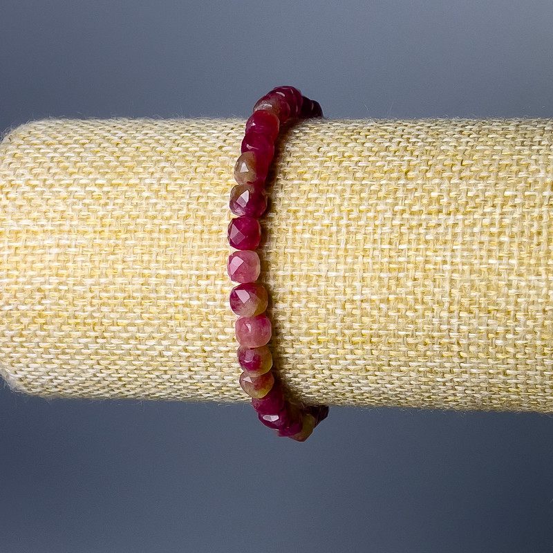 Mehrfarbiges Tourmalin-Armband, facettierte Würfel, Durchmesser 7 mm, Länge 18 cm (Stretcharmband)