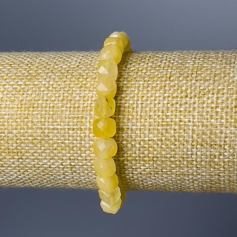 Armband aus natürlichem Citrin, facettierte Würfel, Durchmesser ca. 7 mm, Länge ca. 18 cm (Elastikband)