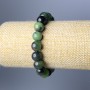 Armband aus Zoisit, Naturstein, glatte Kugeln, Durchmesser 10,5 mm, Länge 18 cm (Elastisches Armband)