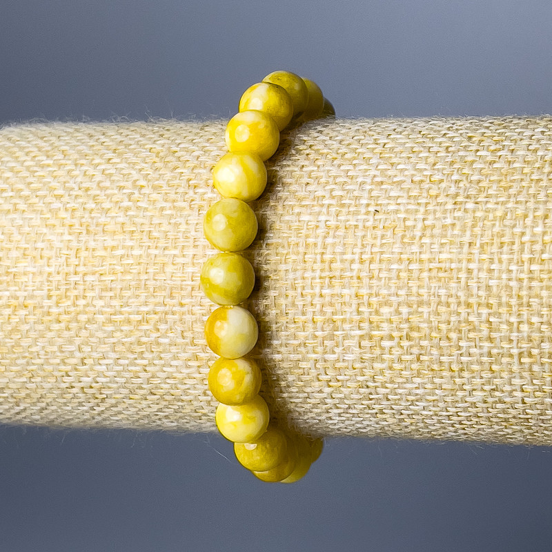 Armband Gelbjadeit – glatte Kugeln, Durchmesser ca. 8,5 mm, Länge 18 cm (Stretch)