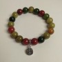 Armband aus Natursteinen – assortiert, glatte Kugeln, Durchmesser ca. 10,5 mm, Länge 18 cm (Stretch) mit Einsätzen