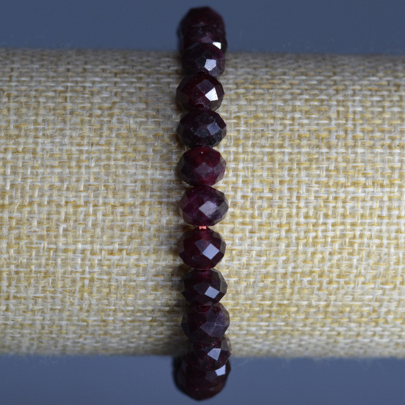 Armband aus Turmalin-Rubelit, Naturstein, facettierte Rondellen, Durchmesser 8×6 mm, Länge 18 cm (Elastikarmband)