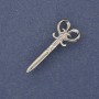 Brosche 'Scheren' mit weißem Kristall, silberfarbenem Metall, 15×34 mm