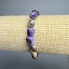 Charoit-Armband, natürlicher Stein, facettierte Perlen, Durchmesser ca. 9×11 mm, Länge ca. 18 cm (elastisch)