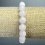 Armband aus Weißquarz, Naturstein, facettierte Kugeln, Durchmesser ca. 8 mm, Länge ca. 18 cm (Stretch)