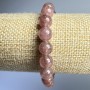 Armband Himbeerquarz Naturstein – glatte Kugeln, Durchmesser ca. 10 mm, Länge ca. 18 cm (Stretch)