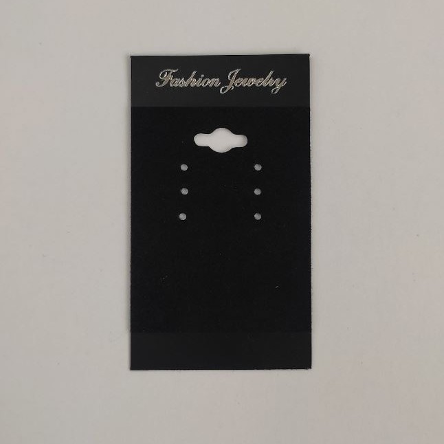 Ohrring-Präsentationsplatte aus schwarzem Samt, 7×4 cm, schwarze Kunststoffbasis, 100 Stück