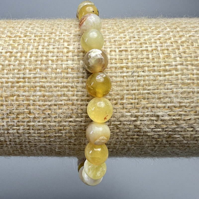 Armband aus gelbem Opal, glatte Kugeln 6,5 mm, Länge ca. 18 cm (Stretch)