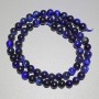 Katzenaugen-Perlen Blau, natürlicher Stein, glatte Kugel, Durchmesser ca. 6,5 mm, Länge ca. 38 cm, auf einer Schnur
