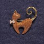 Brosche „Kätzchen“ braunes Perlmutt, goldfarbenes Metall 37×38 mm