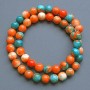 Perlen „Varizit“ (Kunststoff-Acryl) orange, blau und weiß, glatte Kugeln, Durchmesser ca. 10 mm, Länge ca. 40 cm, auf Faden