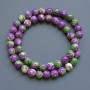 Perlen „Varizit“ (Acryl) violett, weiß und grün, glatte Kugeln, Durchmesser ca. 8,5 mm, Länge ca. 40 cm – auf Faden