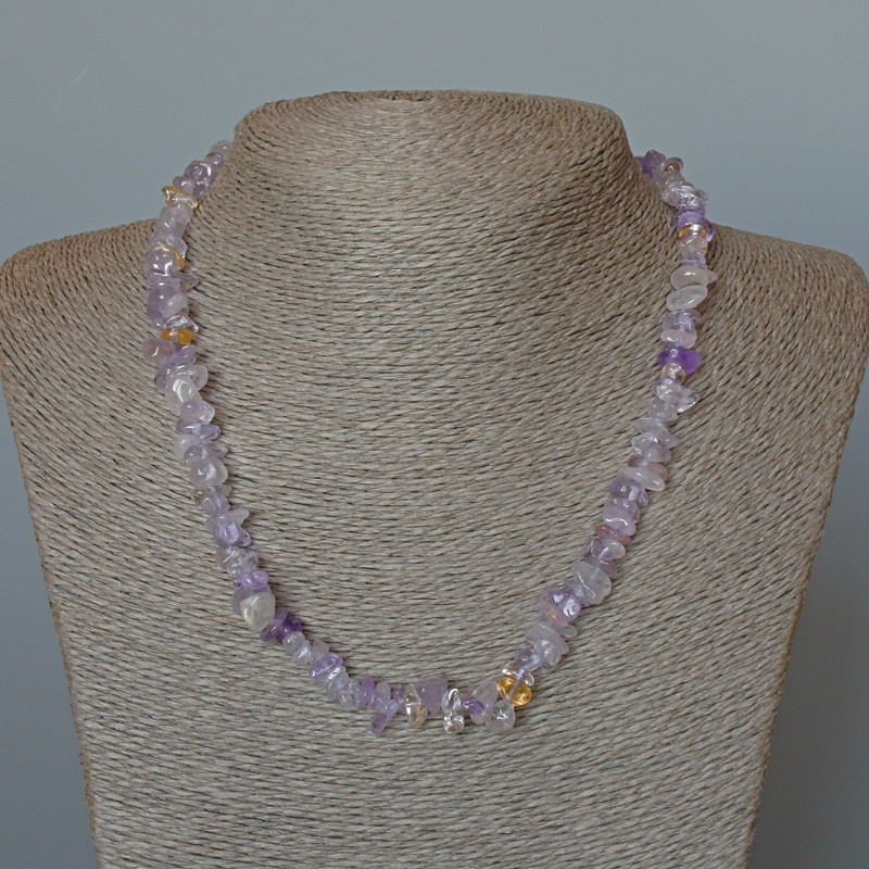 Amethyst-Kette aus Naturstein-Splittern, Durchmesser ca. 8×3 mm, Länge ca. 48 cm