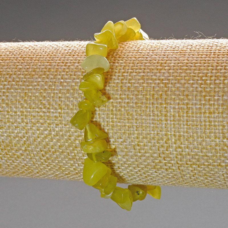 Armband aus gelbem Jadeit-Chips, Durchmesser ca. 10x4 mm, Länge 18 cm (Stretcharmband)